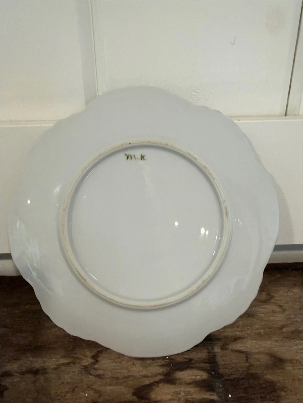 Floral Hand-Painted Porcelain Lemon Plate with Gold Handle